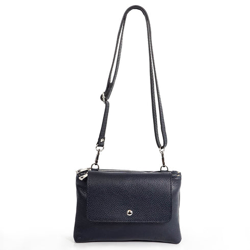 Bolso bandolera de piel con solapa Azul marino Cinti