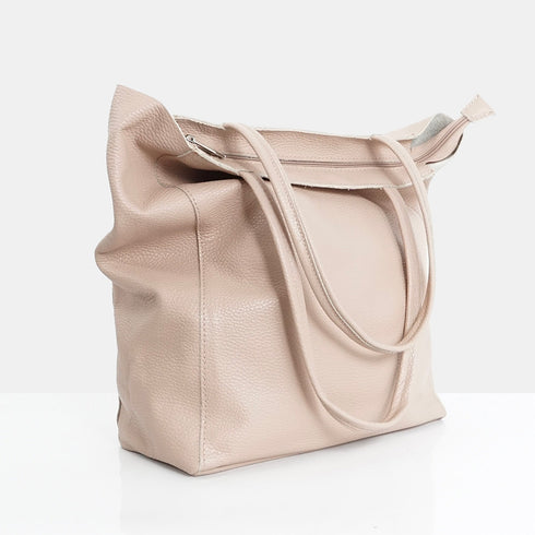 Bolso shopper para mujer de piel para personalizar nude Amy