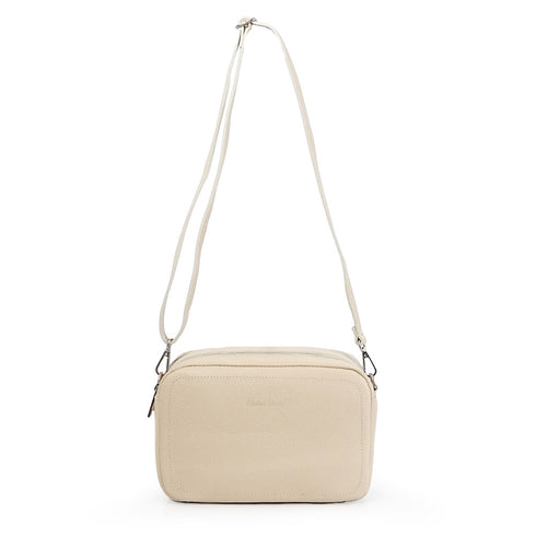 Bolso de bandolera con doble cremalleras Beige Cora