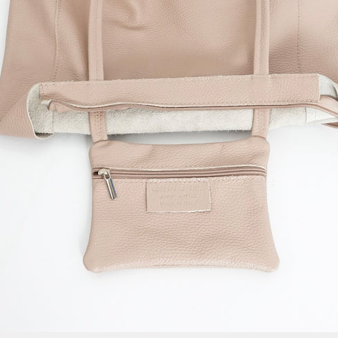 Bolso shopper para mujer de piel para personalizar nude Amy