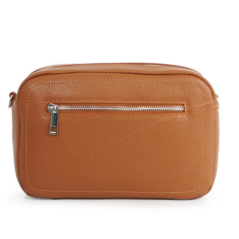 Bolso de bandolera con doble cremalleras Marrón Cora