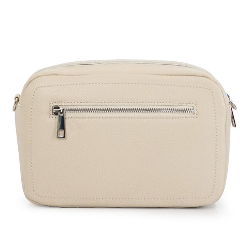 Bolso de bandolera con doble cremalleras Beige Cora
