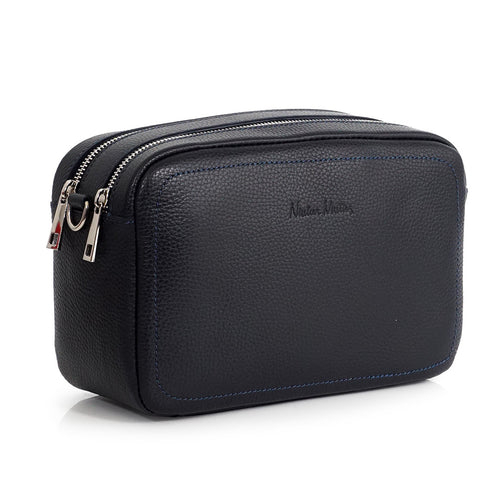 Bolso de bandolera con doble cremalleras Azul marino Cora