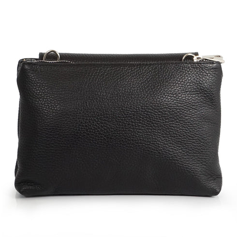 Bolso bandolera de piel con solapa Negro Cinti