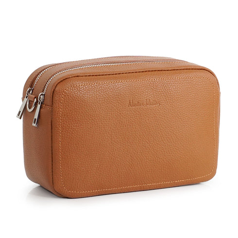 Bolso de bandolera con doble cremalleras Marrón Cora