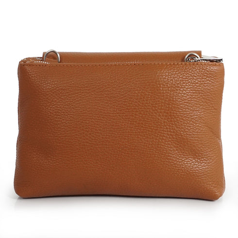 Bolso bandolera de piel con solapa Marrón Cinti