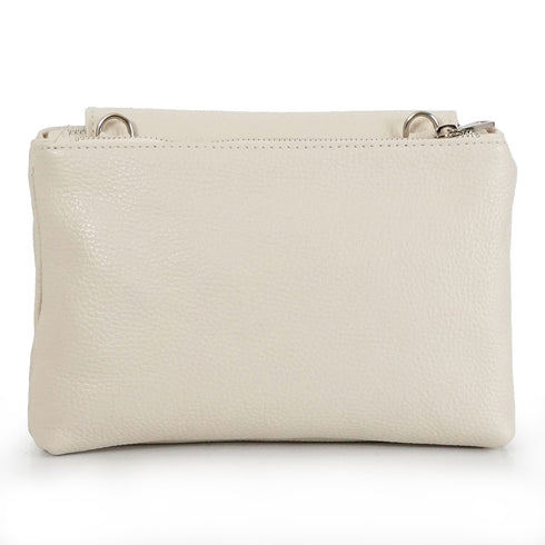 Bolso bandolera de piel con solapa Beige Cinti
