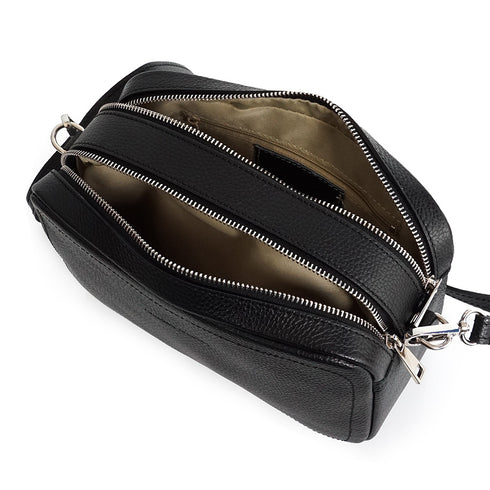 Bolso de bandolera con doble cremalleras Negro Cora