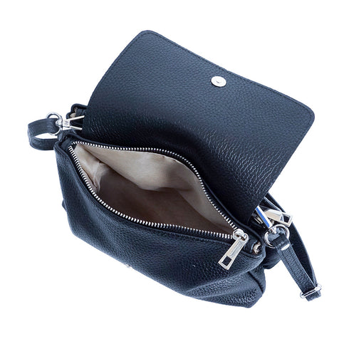 Bolso bandolera de piel con solapa Azul marino Cinti