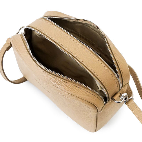 Bolso de bandolera con doble cremalleras Khaki Cora