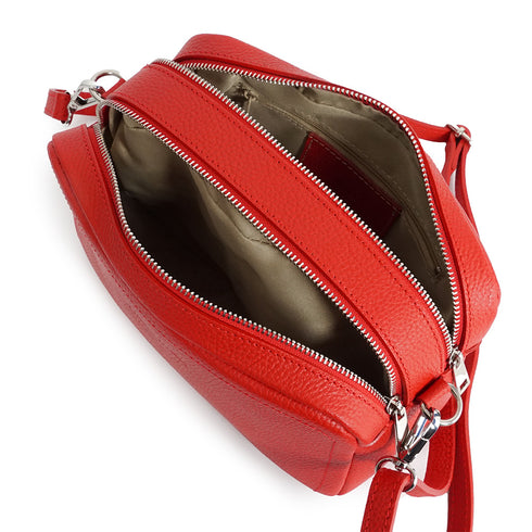 Bolso de bandolera con doble cremalleras Rojo Cora