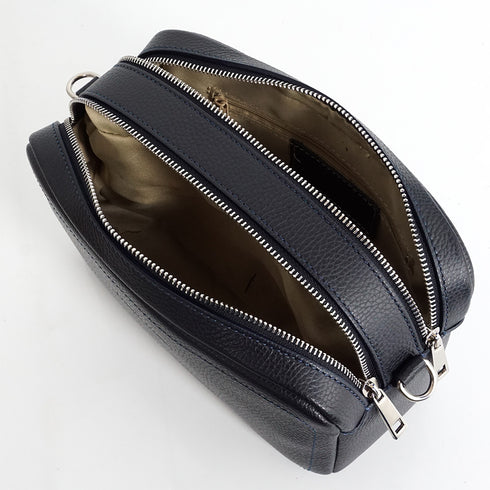 Bolso de bandolera con doble cremalleras Azul marino Cora