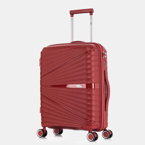 Maleta de cabina 55x39x21.5 cm (46L) Polipropileno - Candado Incrustado - 20 Pulgadas - Burdeos - Chocolate