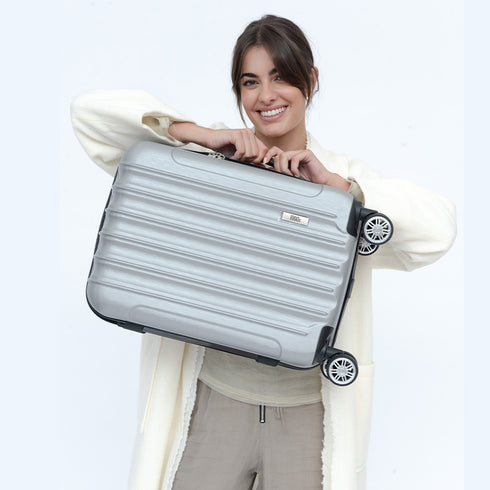 Maleta Cabina 55x39x21cm Policarbonato 45L - 20 Pulgadas Plateada - Seda