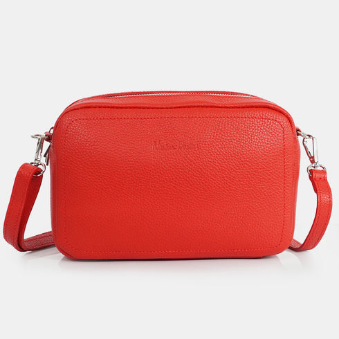 Bolso de bandolera con doble cremalleras Rojo Cora
