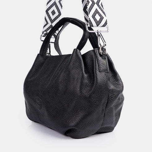 Bolso de mano de piel estilo saco para mujer negro Stefy