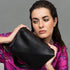 Bolso bandolera para mujer de piel con asas de mano negro Amelie