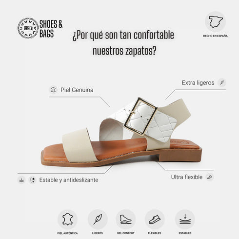 Sandalia de piel para mujer con hebilla blanco Alaia