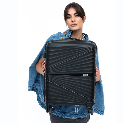 Maleta de cabina 55x39x21.5 cm (46L) Polipropileno - Candado Incrustado - 20 Pulgadas - Negro - Chocolate