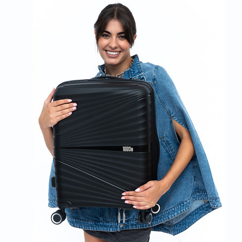 Maleta de cabina 55x39x21.5 cm (46L) Polipropileno - Candado Incrustado - 20 Pulgadas - Negro - Chocolate