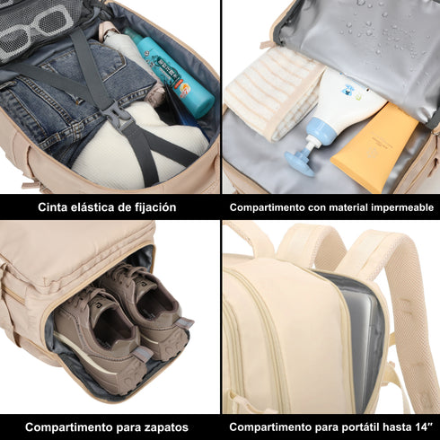 1990s Mochila de viaje cabina expandible para Ryanair 40x25x20-25cm,con bolsa de zapatillas,mochila casual