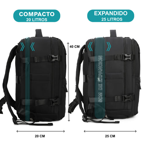 1990s Mochila de viaje cabina expandible para Ryanair 40x25x20-25cm,con bolsa de zapatillas,mochila casual