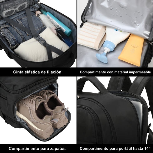 1990s Mochila de viaje cabina expandible para Ryanair 40x25x20-25cm,con bolsa de zapatillas,mochila casual