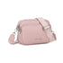 Bolso bandolera mujer pequeño de cuero PU tres compartimentos y dos bandoleras, bolso mensajero para cruzar polipiel regalo original para mujer - Rosa