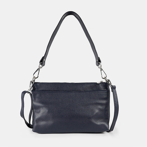 Bolso bandolera de piel para mujer con asa corta azul marino Martina
