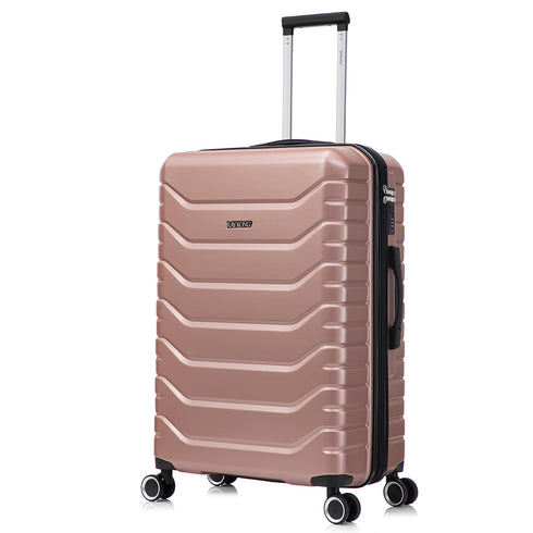 RAYKONG Maleta Grande Expandible ABS+Policarbonato 75x49x31cm - 33.50cm Extendido | 114L - 123L | 28 Pulgadas | 25kg semirígidas candado combinación - RosaDorado