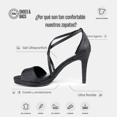 Zapato de fiesta con tacón para mujer negro Marta
