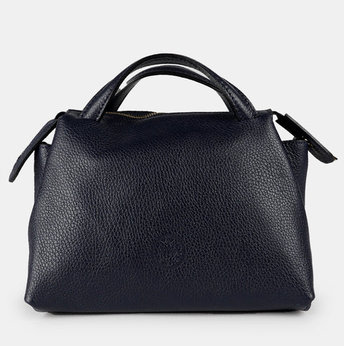 Bolso bandolera para mujer de piel con asas de mano azul marino Amelie