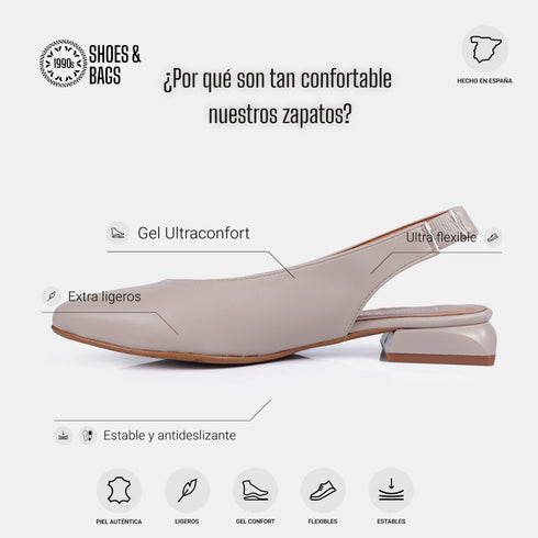 Zapatos planos de piel para mujer beige Beatriz