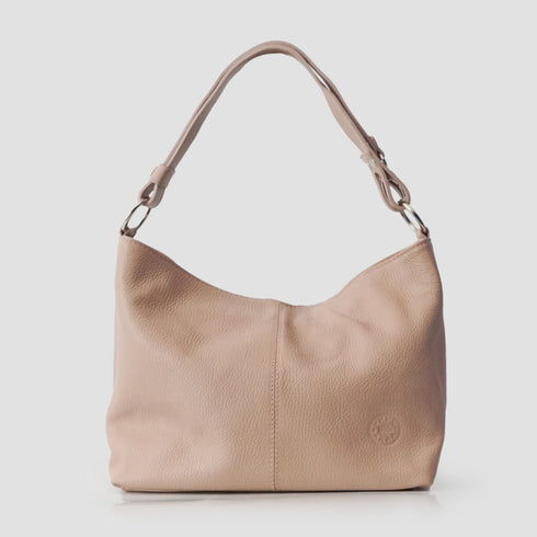 Bolso de hombro para mujer de piel con bandolera extensible nude Mara