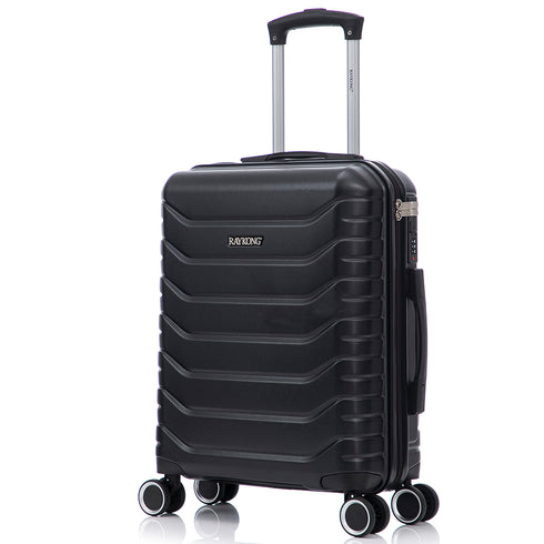 RAYKONG Maleta de Cabina 55x40x20cm Policarbonato (40L) semirígida Trolley pequeño Equipaje de Mano 4 Ruedas giratorios a 360º Cierre numérico-Negro