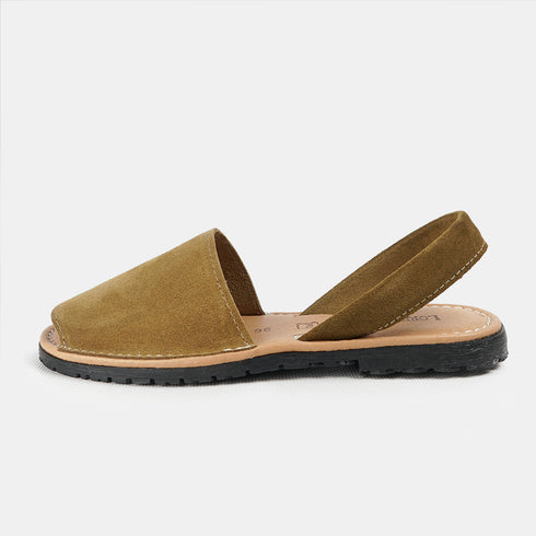 Menorquinas de piel para mujer khaki Adara