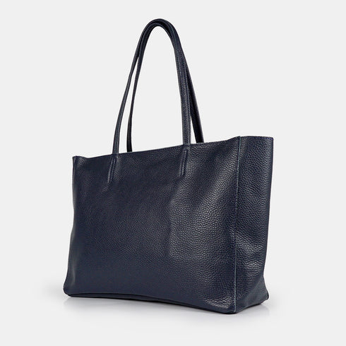 Bolso shopper para mujer de piel para personalizar azul marino Luna