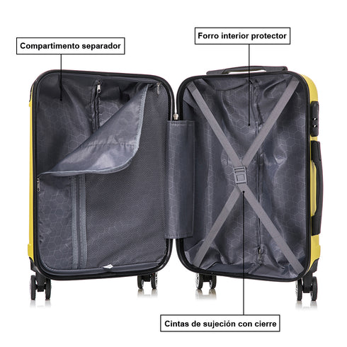 Maleta Cabina ABS 55x40x20cm 44L - 20 Pulgadas Amarillo - Marina