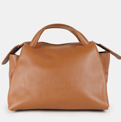 Bolso bandolera para mujer de piel con asas de mano marrón Amelie