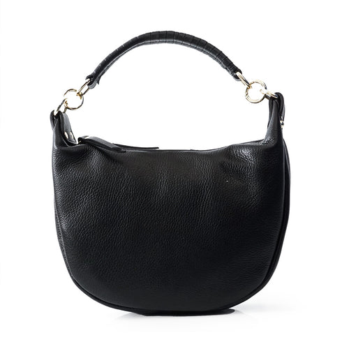 Bolso bandolera de piel para mujer con asa corta Negro Noa