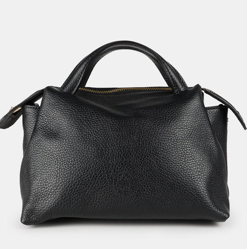 Bolso bandolera para mujer de piel con asas de mano negro Amelie