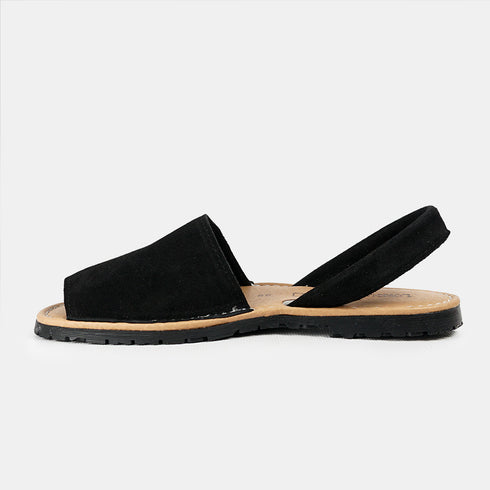 Menorquinas de piel para mujer negro serraje Adara