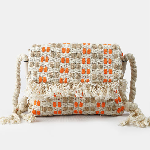 Bolso de rafia trenzado para mujer naranja Eugenia