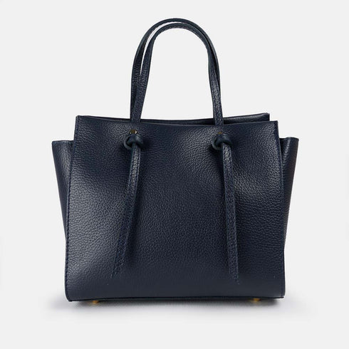 Bolso bandolera mujer de piel con asas de mano azul marino Mercedes