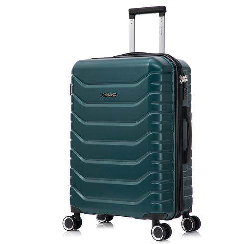 RAYKONG Maleta Mediana Expandible ABS+Policarbonato 66x45x27.50cm - 30cm Extendido | 82L - 90L | 24 Pulgadas |23kg semirígidas candado combinación - Verde