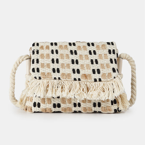 Bolso de rafia trenzado para mujer negro Eugenia