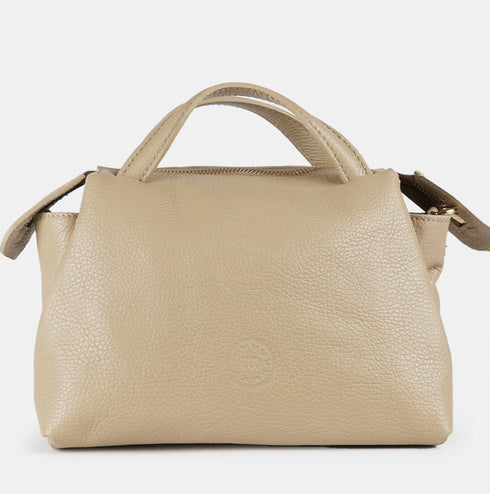 Bolso bandolera para mujer de piel con asas de mano khaki Amelie