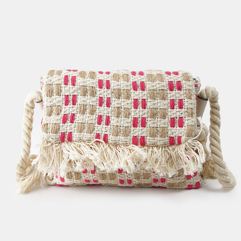 Bolso de rafia trenzado para mujer fucsia Eugenia