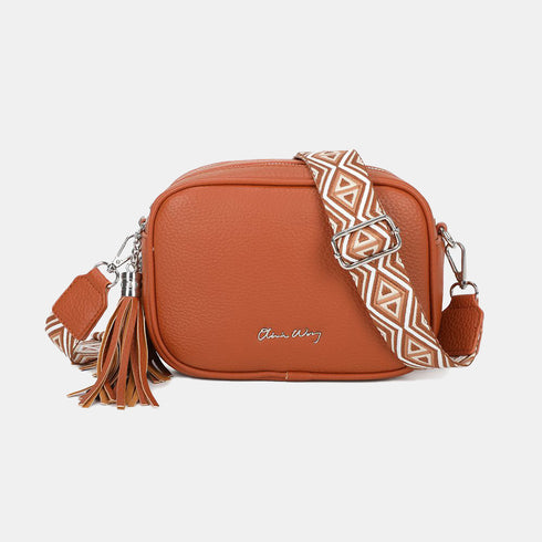 Bolso bandolera mujer pequeño de cuero PU dos compartimentos y dos bandoleras, bolso mensajero para cruzar polipiel regalo original para mujer - Marrón