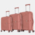 Juego de maletas PP Rígida 3 piezas|Maleta Cabina 55cm|Maleta Mediana extensible 65cm|Maleta Grande Extensible 75cm|Choco Rosa